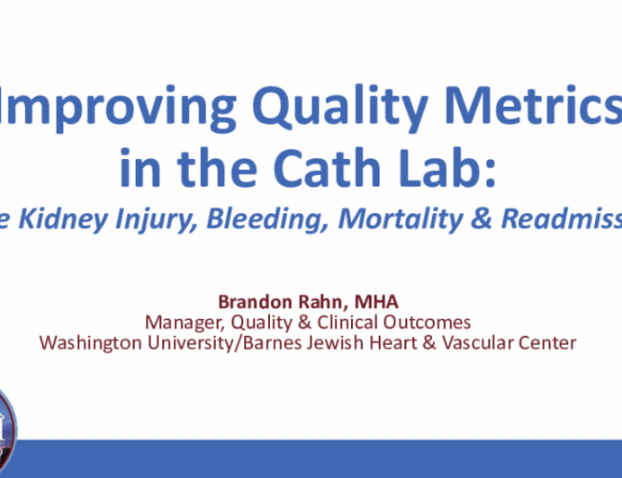 Improving Quality Metrics in the Cath Lab Acute Kidney Injury